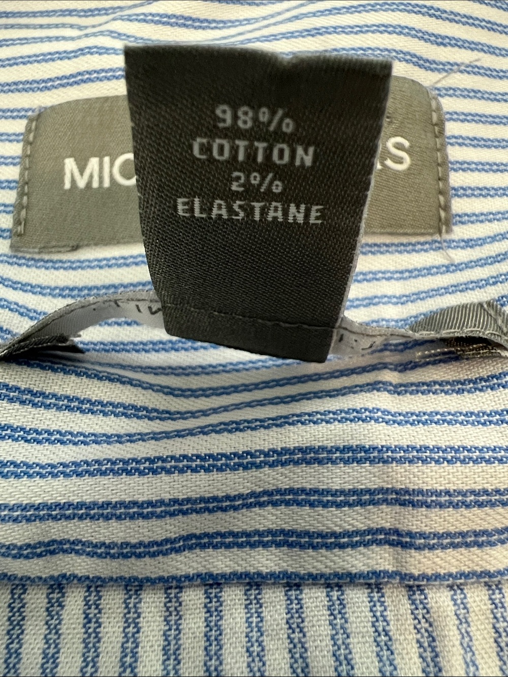 Michael Kors Men’s Blue White Pinstripe Button Up Long Sleeve Shirt XL Slim Fit - Picture 6 of 6